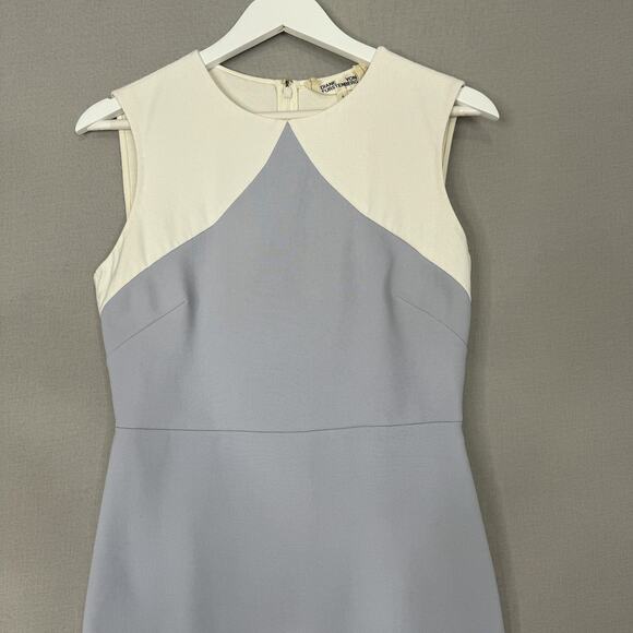 Diane Von Furstenberg DVF Colorblock Sheath Dress Womens 4 Gray Modest Career - Picture 2 of 15